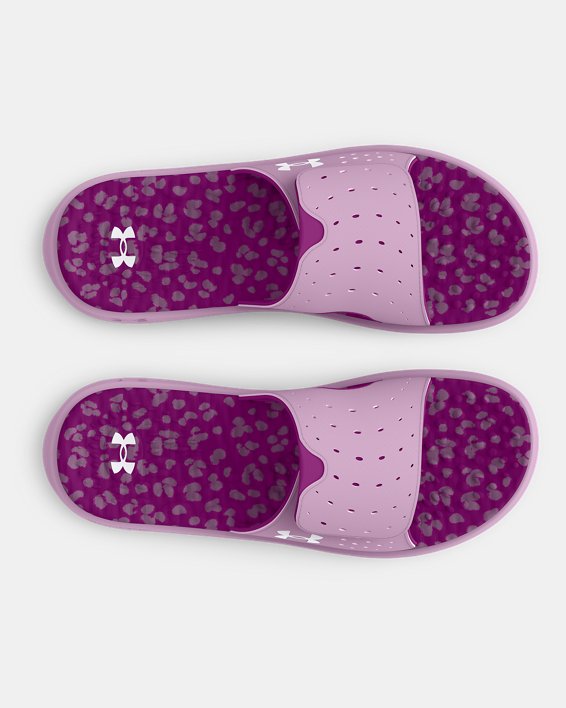 女士UA Ignite Pro Graphic Footbed拖鞋 in Purple image number 2
